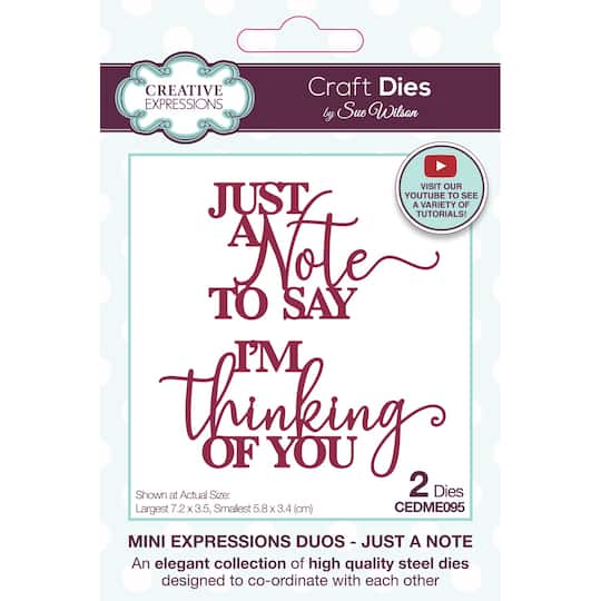 Creative Expressions Craft Dies by Sue Wilson Just a Note Mini Expressions Duo